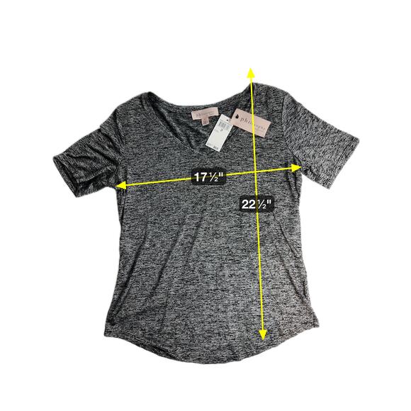 NWT Philosophy Black/Gray Shimmer Space Dye Short Sleeve Tee Womens Size Small S - Picture 8 of 8